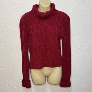 Elegant Red Cowl Neck Sweater